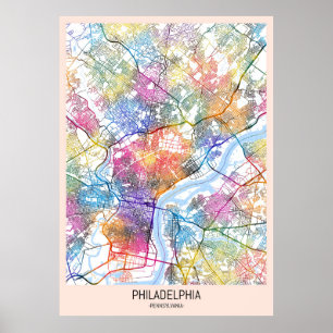 Philadelphia USA City Karta Poster