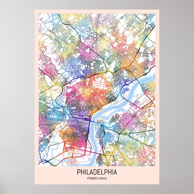 Philadelphia USA City Karta Poster (Framsidan)