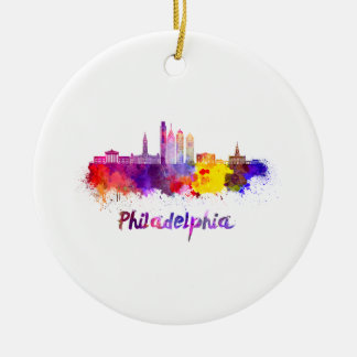 Philadelphia V2-skylin i vattenfärg Julgransprydnad Keramik