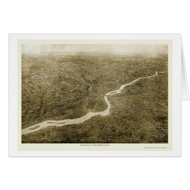 Philadelphia Vicinity, panorama- karta för PA - Hälsningskort (Framsidan Horizontal)