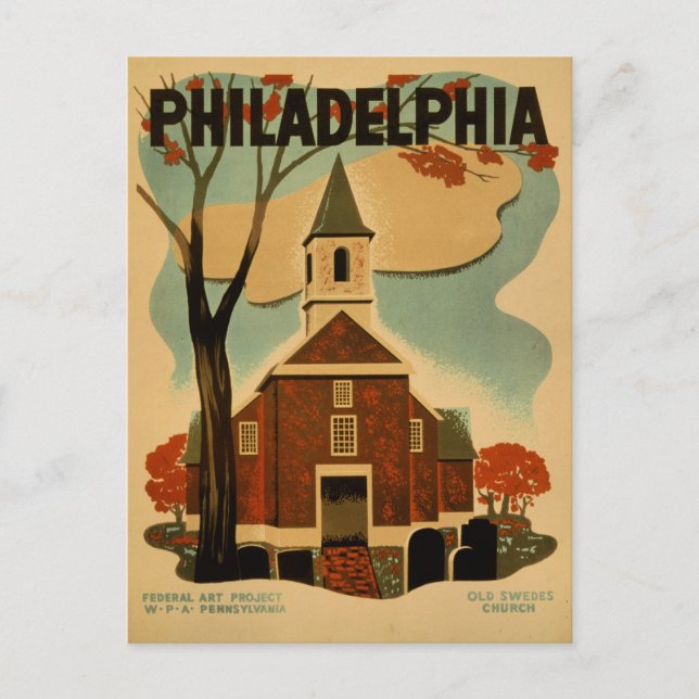 Philadelphia vintage affisch vykort (Framsida)
