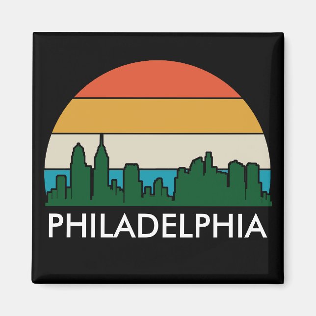 Philadelphia Vintage City Sunset Magnet (Framsidan)