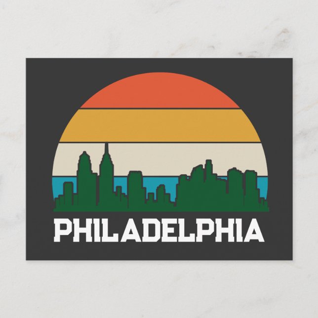 Philadelphia Vintage City Sunset Postcard Vykort (Framsida)