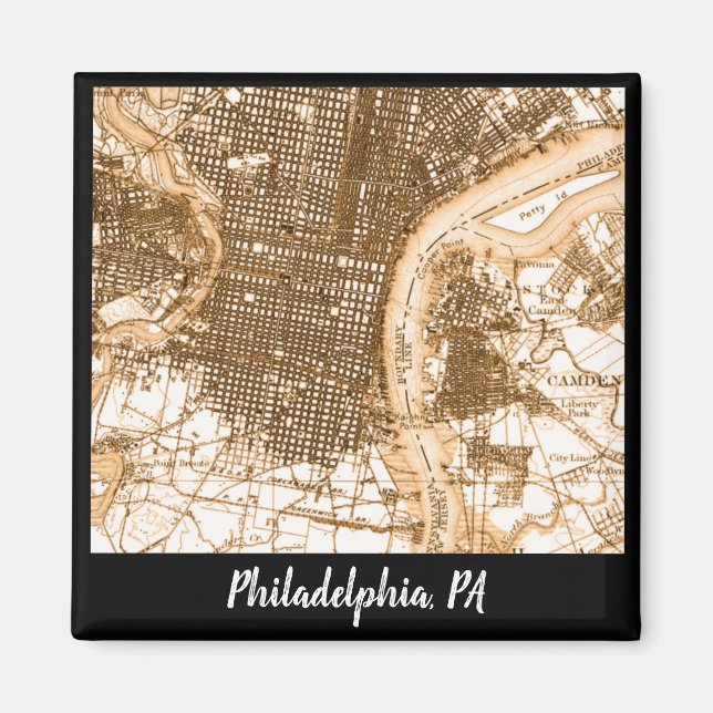 Philadelphia vintage karta magnet (Framsidan)