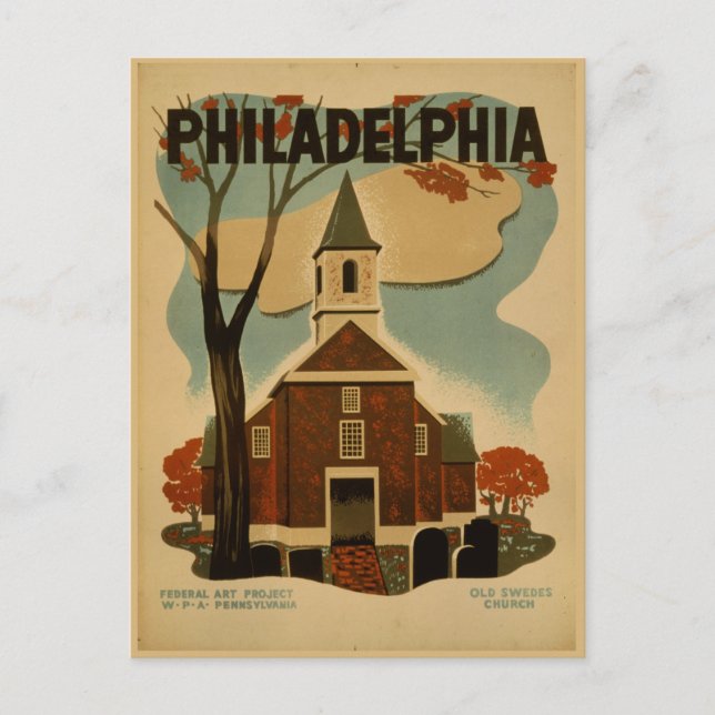 Philadelphia vintage resor poster. vykort (Framsida)