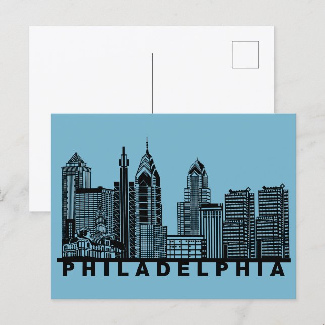 Philadelphia vykort – Ikonisk siluett av stadens s (Fram/baksida)
