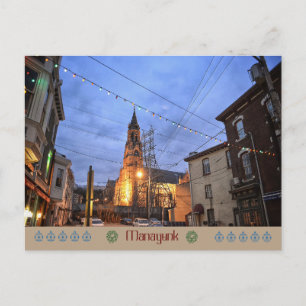 Philadelphia Vykort-Manayunk-Kyrka jul Helg Vykort