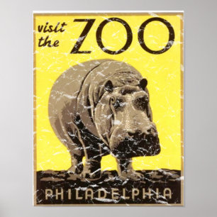 Philadelphia Zoo-Hippo Distress Poster