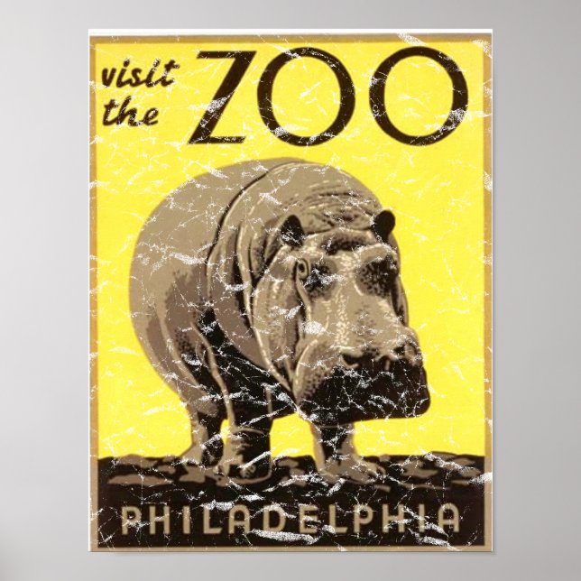 Philadelphia Zoo-Hippo Distress Poster (Framsidan)