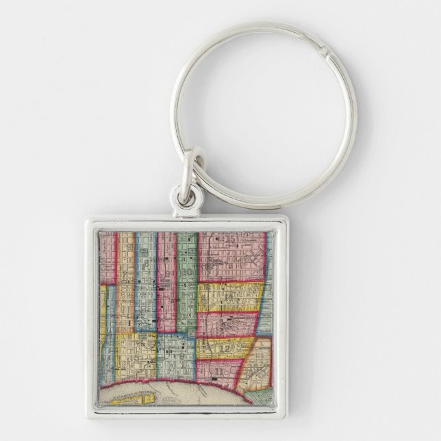 Philadelphiaplanen Fyrkantig Silverfärgad Nyckelring (Framsidan)