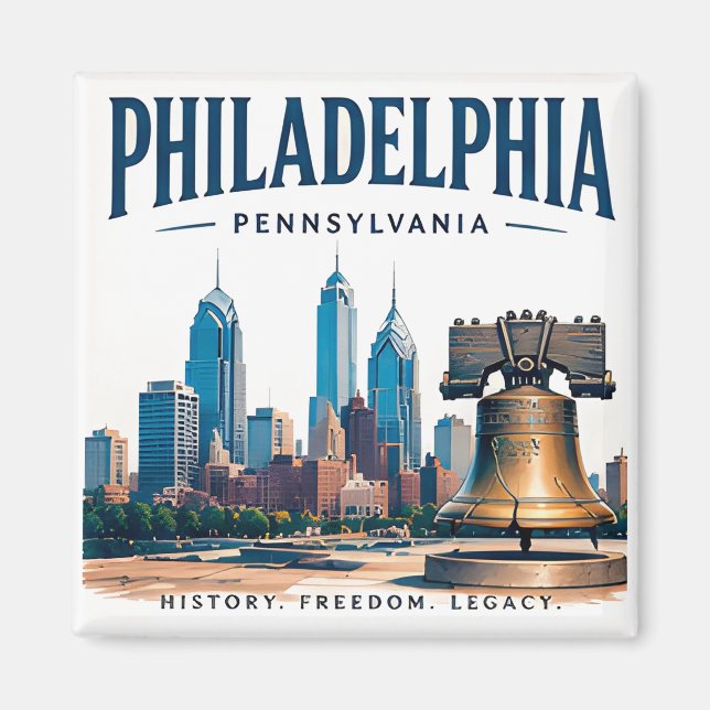Philadelphias historiska siluett magnet (Framsidan)