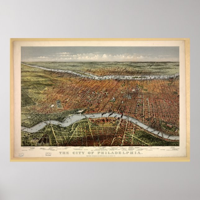 Philadelphias stad, Currier & Ives (1875) Poster (Framsidan)