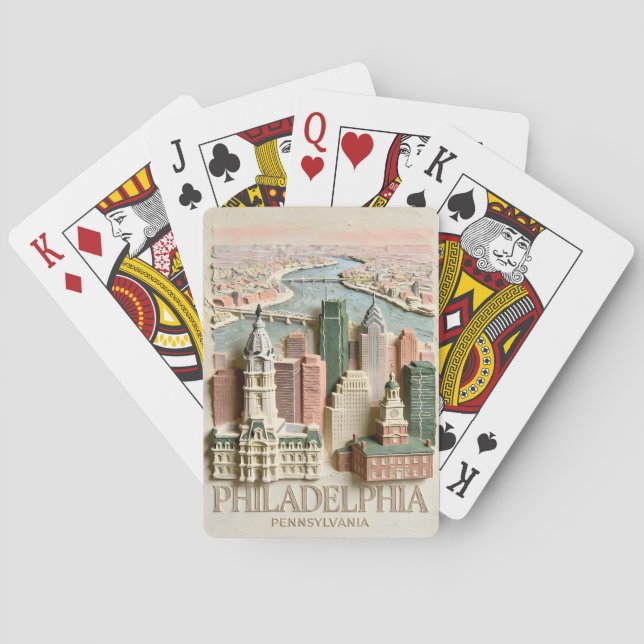 Philadelphias Stadssiluett Moderna Texturerade Sta Casinokort (Baksidan)