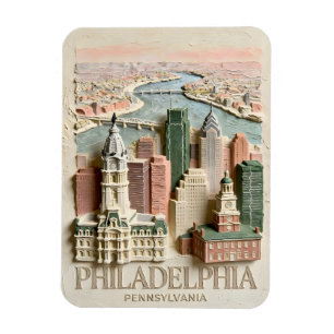 Philadelphias Stadssiluett Moderna Texturerade Sta Magnet