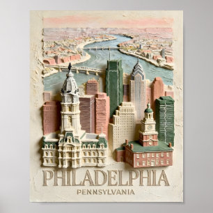 Philadelphias Stadssiluett Moderna Texturerade Sta Poster