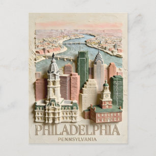 Philadelphias Stadssiluett Moderna Texturerade Sta Vykort