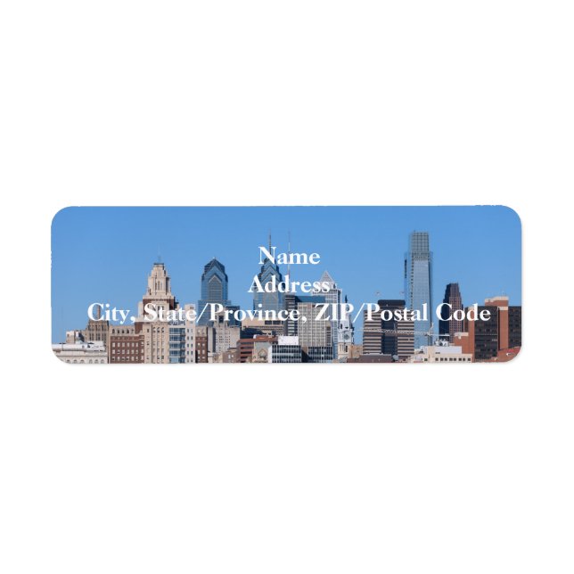 Phildadelphia Skyline-etikett Returadress Etikett (Framsidan)