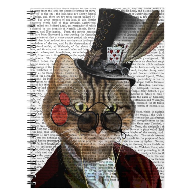 Phileas Kattdjur Steampunk Cat & Top hat 2 Anteckningsbok (Framsidan)