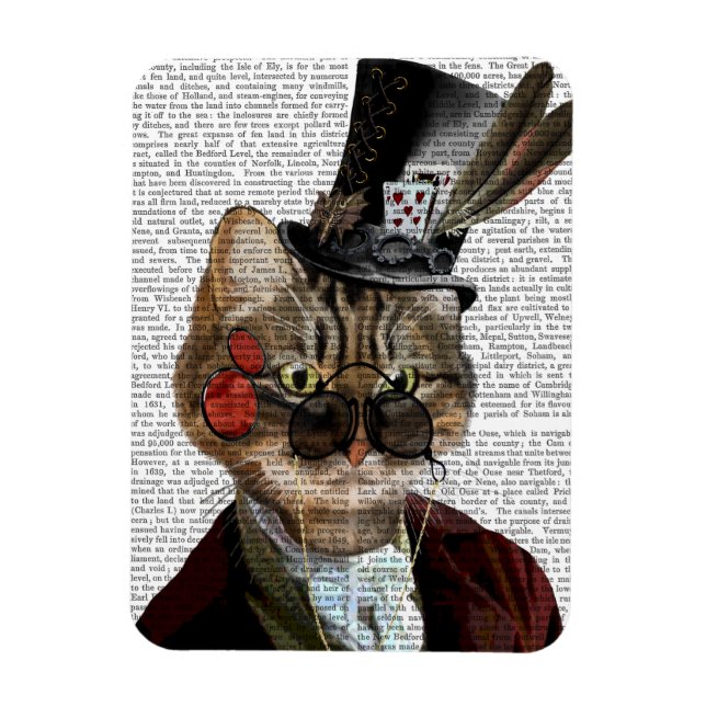 Phileas Kattdjur Steampunk Cat & Top hat 2 Magnet (Vertikal)