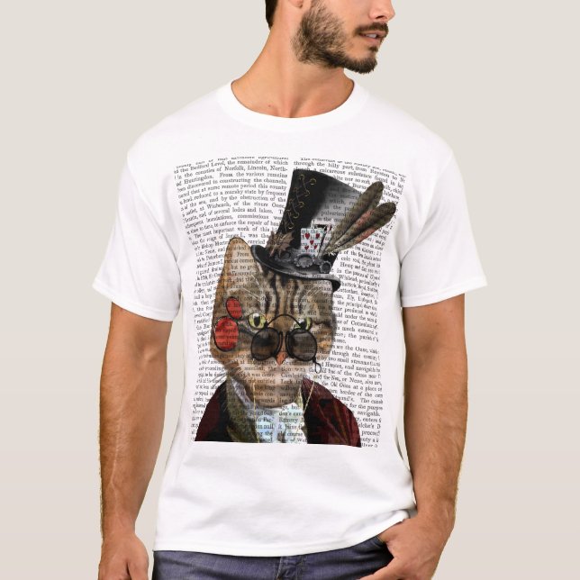 Phileas Kattdjur Steampunk Cat & Top hat 2 T Shirt (Framsida)
