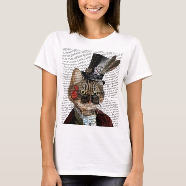 Phileas Kattdjur Steampunk Cat & Top hat 2 T-shirt (Framsida)