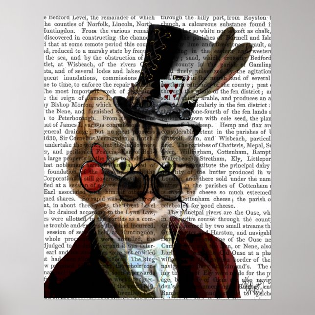 Phileas Kattdjur Steampunk Cat & Top hat Poster (Framsidan)