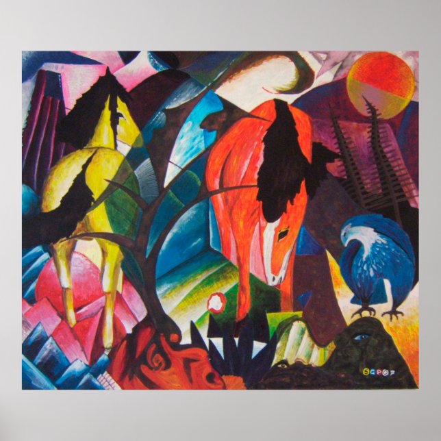 Philip Cavalli (två hästar) från Marc Franz - Vint Poster (Framsidan)