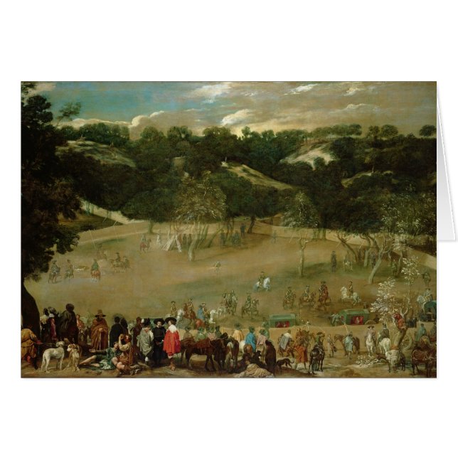 Philip dropp som jagar vildsvinet, c.1632-7 hälsningskort (Framsidan Horizontal)