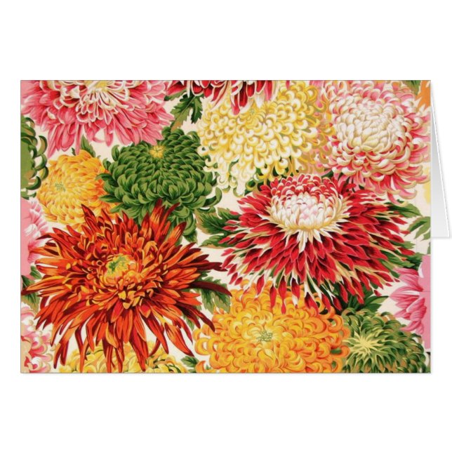 Philip Jacobs Fabric Japanskt Chrysanthemum Card Hälsningskort (Framsidan Horizontal)