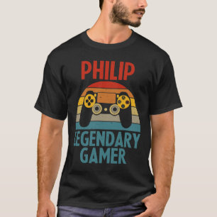 Philip Present Namn Personlig Rolig Spelande Nörd T Shirt