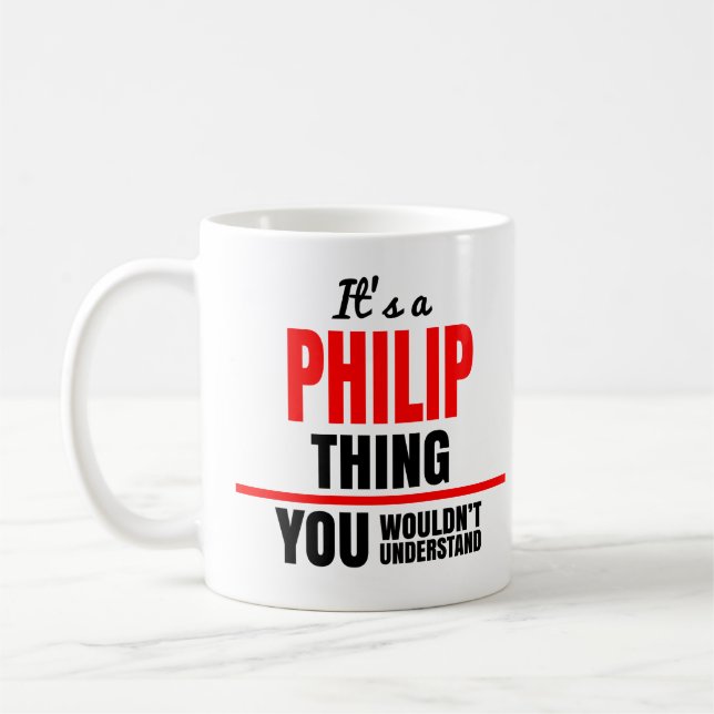 Philip sak skulle du inte förstå namn kaffemugg (Vänster)