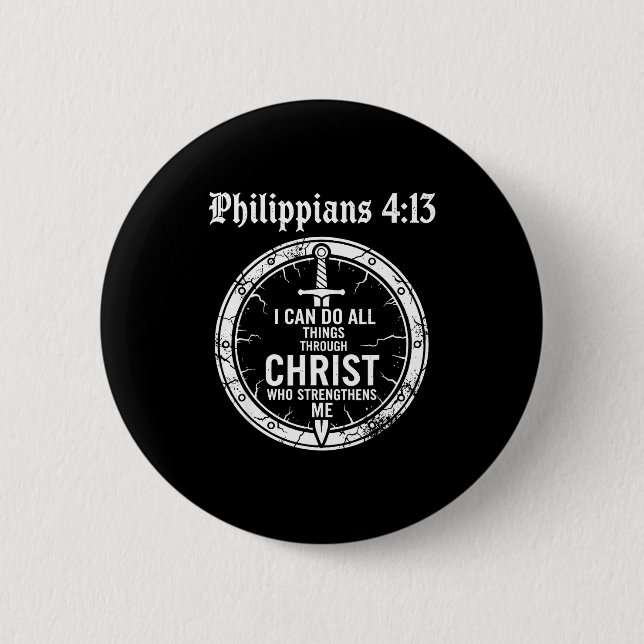Philipans 4_13 Christian Bible Verse Faith Scriptu Knapp (Framsida)