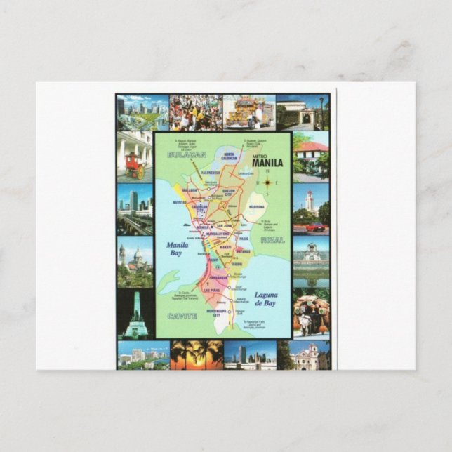 PHILIPINES MANILA KARTA VYKORT (Framsida)