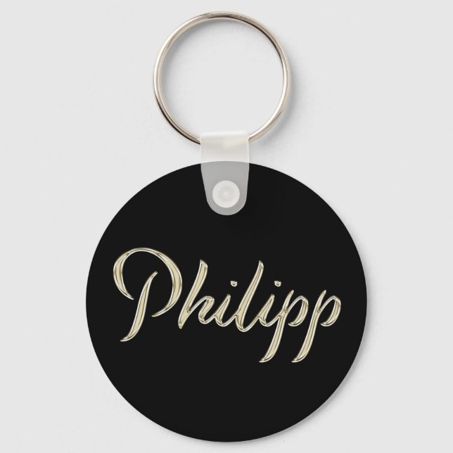 Philipp Name whitegold Button Schlüsselanhänger Nyckelring (Framsida)