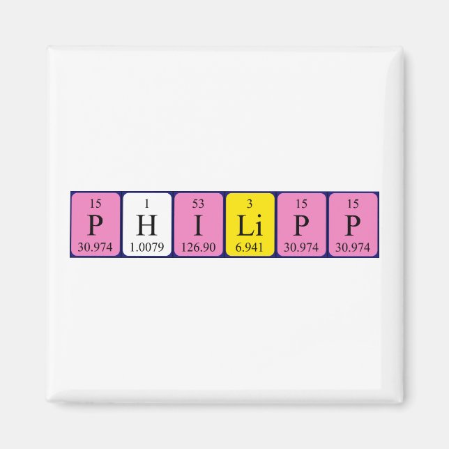 Philipp periodiskt bord namn magnet (Framsidan)
