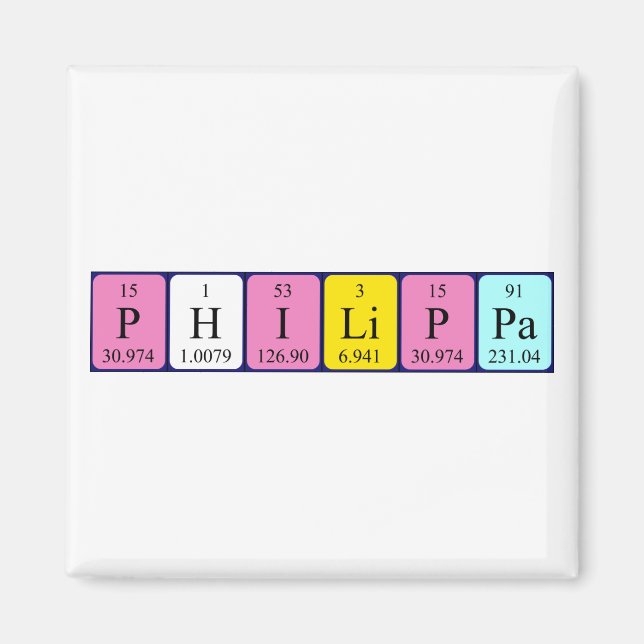Philippa periodiska bord namn magnet (Framsidan)