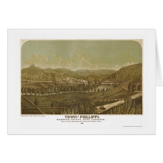 Philippi panorama- karta för WV - 1861 Hälsningskort (Framsidan Horizontal)