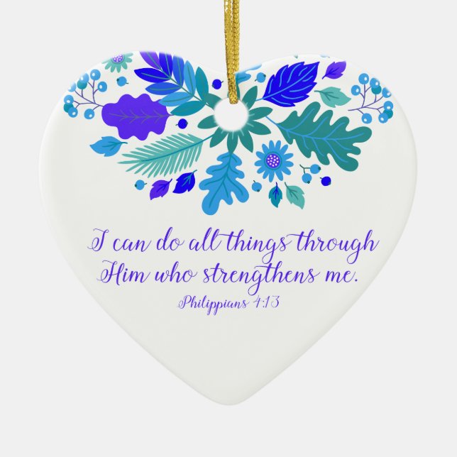 Philippians4:13 - jag kan göra alla saker - Verse Julgransprydnad Keramik (Framsidan)
