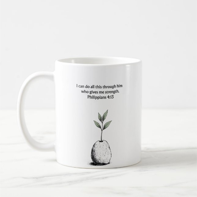 Philippians 4:13 Bible Verse Christian Gift Mug Kaffemugg (Vänster)