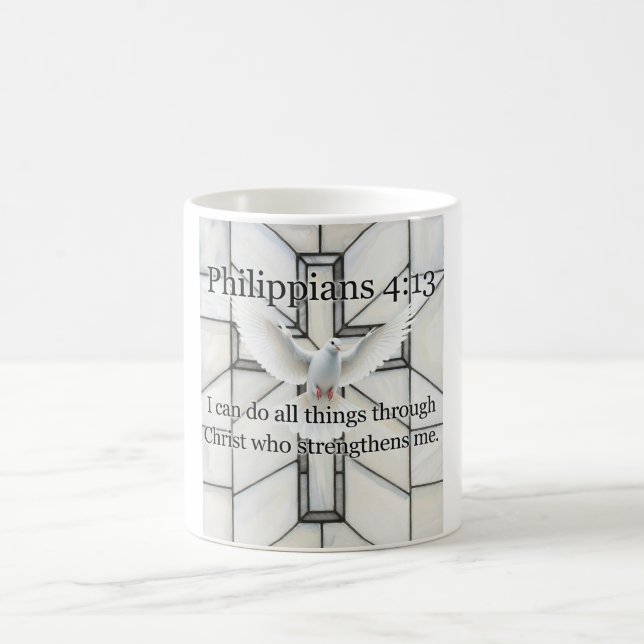 Philippians 4:13 Bible Verse Coffee Mug Kaffemugg (Center)