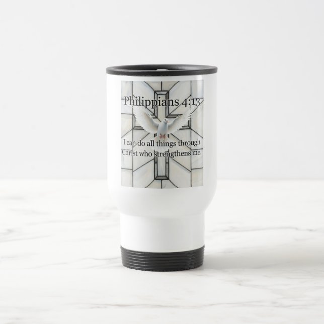 Philippians 4:13 Bible Verse Travel Mug Resemugg (Center)