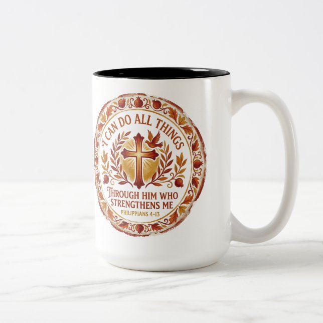 Philippians 4:13 Coffee Mug Christian Bible Verse  Två-Tonad Mugg (Höger)