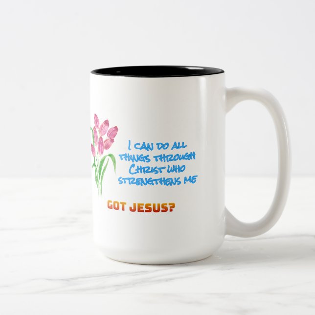 Philippians 4:13 Mug Två-Tonad Mugg (Höger)