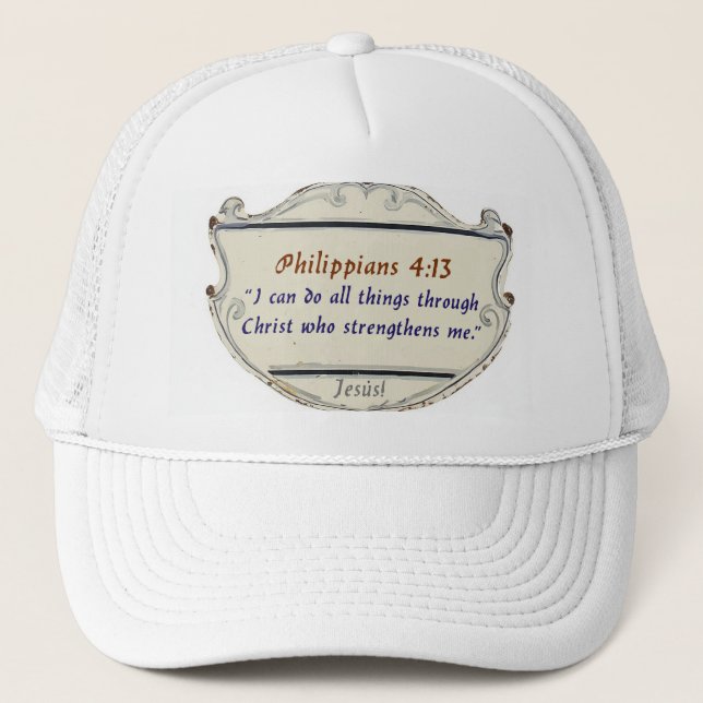 Philippians 4:13 Shield Trucker Hat Keps (Framsida)
