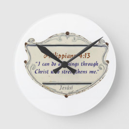 Philippians 4:13 Shield Wall Clock Rund Klocka