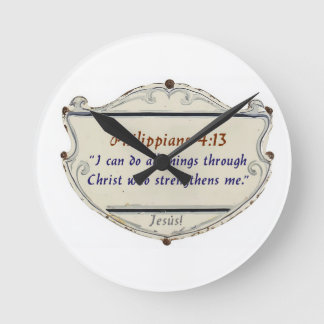 Philippians 4:13 Shield Wall Clock Rund Klocka