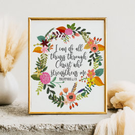Philippians Bible Scripture Verse Feminine Blommig Poster