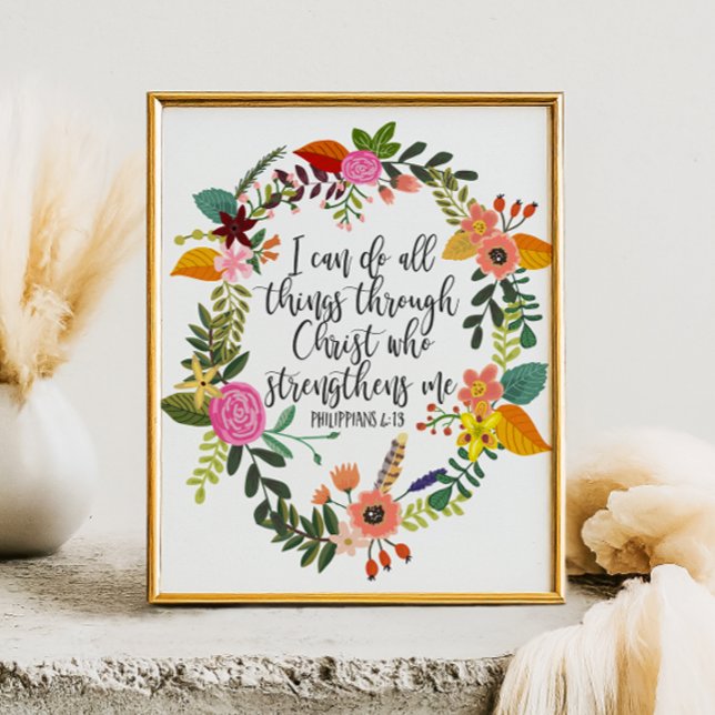 Philippians Bible Scripture Verse Feminine Blommig Poster (Skapare uppladdad)