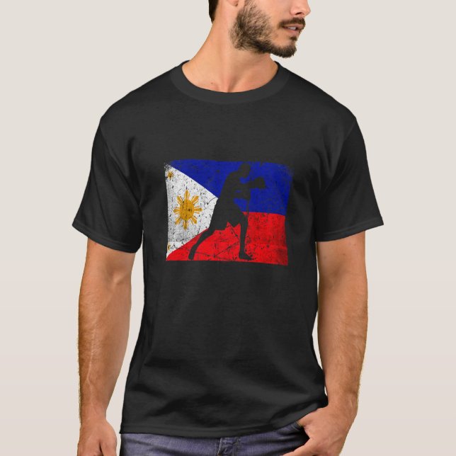 Philippine Boxing Philippine Flagga Boxing Filipin T Shirt (Framsida)