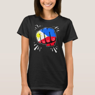 Philippine Flagga Fist Filipina Filipino American T Shirt